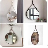 GƯƠNG TRÒN TREO TƯỜNG DÂY DA SIMILI CAO CẤP SANG TRỌNG ( GIÁ RẺ KÈM VÍT TREO )