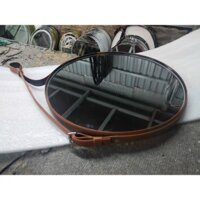 Gương Tròn Treo Tường Dây Da Cao Cấp [Size D40,D50,D60cm], Dây Da Vàng Bò, Mirror Decor 360, 089.88.999.44