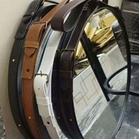 Gương tròn treo tường dây da simili cao cấp ( tặng kèm vít treo inox)- Shop Gương decor Sunshine
