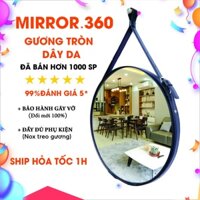 Gương Tròn Treo Tường Dây Da Cao Cấp [Size D40,D50,D60cm], Mirror Decor 360
