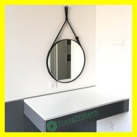 Gương Tròn Treo Tường Dây Da Simili Cao Cấp