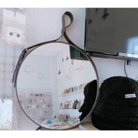 Gương tròn treo tường dây da cao cấp 50cm