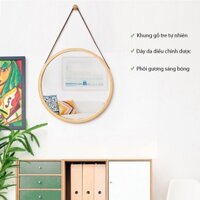 Gương tròn treo tường dây da cao cấp