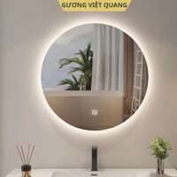 Gương Tròn Treo Tường Đèn Led Cảm Ứng Hắt Sáng 3 Màu Led Treo Nhà Tắm, Nhà Vệ Sinh