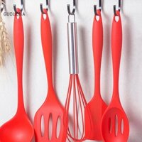 Guouqna 10 Chiếc Silicon Bộ Dụng Cụ Nấu Ăn Nhà Bếp Dụng Cụ Nướng Bánh Bộ Đồ Ăn Silicon Xẻng Thìa Cạp Phụ Kiện Nhà Bếp GUOUqna