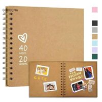 Guouqna Bìa Cứng 7 inch Trang Trống DIY Sổ Lưu Niệm Album Ảnh (60-100 Trang) GUOUqna