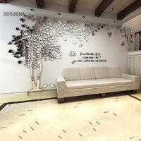 Guouqna DIY Cây Lớn Miếng Dán Giấy Dán Tường Gương Acrylic Dán Tường Cho Phòng Khách GUOUqna