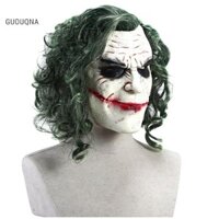 Guouqna Mặt nạ Joker Halloween Cosplay Kinh dị Mặt nạ chú hề đáng sợ có tóc xanh GUOUqna