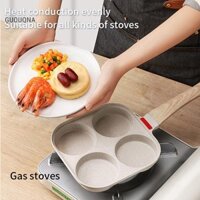 Guouqna Nồi chiên bốn lỗ Chảo trứng dày Chảo trứng chống dính Chảo bít tết Chảo nấu trứng Ham Chảo Máy làm đồ ăn sáng GUOUqna