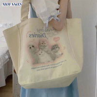 Gusson Túi Đeo Vai Nữ Trăng Đầy Sao Cá Heo Xương Mèo Nhật Ký Cô Gái Dễ Thương Túi Vải Dung Tích Lớn