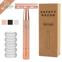 Gutgojo Dao Cạo Hai Cạnh Mặt Cổ Điển 5 Lưỡi Cạo Râu Dụng Cụ Tẩy Lông Nhẹ Tay Nữ