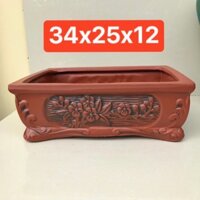 gv. Chậu Chữ nhật bonsai cây cảnh mini màu đỏ gốm Bát tràng SP860
