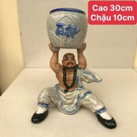 gv. Chậu tượng Lỗ trí thâm dâng vò bonsai cây cảnh men Rạn cao 30cm SP856