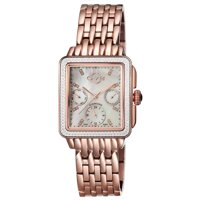 GV2 by Gevril Bari Multi Womens Diamond Chronograph Swiss Quartz Rectangle With Additional Burgundy Leather Strap Rose Gold Tone Stainless Steel Br...
