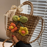 Gwenny Túi đeo vai nữ Túi đeo chéo Vintage cỏ dệt đạo cụ ảnh ngày lễ Túi xách du lịch