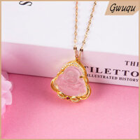 Gwuqu Vòng Cổ Zircon Mặt Dây Chuyền Phật Ngọc Bích Bằng Thép Titan Vòng Cổ Phật Di Lặc