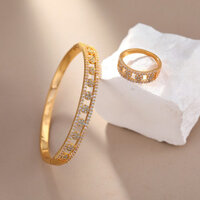 Gypsophila Hàng Đơn Giản Kim Cương Vòng Tay Nữ / Nhẫn Siêu Nhấp Nháy Tinh Tế Mạ Vàng 18k Trang Sức Món Quà Tốt Nhất  Quà tặng