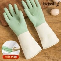 GZOJ [Thiết kế lòng bàn tay chống trượt] Găng tay rửa bát bốn mùa cho phụ nữ, găng tay cao su latex chống nước cho gia đình, găng tay làm sạch dày