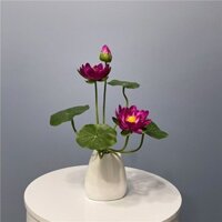 H [1195 Lần Mua Lại] Mô Phỏng Hoa Sen Cho Phật Bộ Hoa Sen Giả Nhựa Hoa Lụa Hoa Nhỏ Chậu Cây Trang Trí Nhà Cửa f