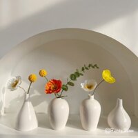 [H & M] ins Lọ Hoa Nhỏ Bằng Gốm Phong Cách Bắc Âu Đơn Giản Cắm Hoa Khô Để Bàn Trang Trí Phòng Khách / Tủ Tivi