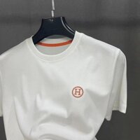 H * RM-s Trạm Châu Âu Mùa Hè Thanh Niên Xu Hướng Nam Mercerated Cotton H Thêu Chữ Cái Áo Thun Cổ Tròn Kinh Doanh Cas