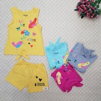 H1085M - Bộ cotton, sát nách, bé gái, in hoa, quần đùi, size bé 1-8, ri8 - nhà phân phối Vkids