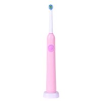H1201 Rotary Electric Toothbrush Usb Induction Charging Rechargeable Toothbrush Adult 1 Set 3 Tooth Head Waterproof Cleaning Oral Tools(Pink)