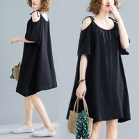 H13 Đầm big size dáng suông rộng hở vai trẻ trung