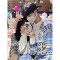 (H136) Áo Len Dệt Cổ Tròn Đôi Nam Nữ Hoạ Tiết Gấu Nhỏ Phong Cách Hàn Quốc Dễ Thương ❤️