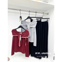 H2535 Sét áo zíp buộc vạt phối chân váy len thỏ dáng dài /-Set Fom xinh xỉu nha ce ơi hot lắm ạ Freesize
