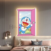 (H26)(Hàng nhập khẩu) Đèn led decor phòng ngủ trẻ em, tranh tráng gương pha lê hình Doremon, làm quà tặng sinh nhật