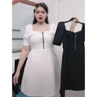 H3096  [Bigsize 60 - 95kg] ĐẦM NGẮN TRÊN GỐI CỔ VUÔNG PHỐI DÂY KÉO TRƯỚC NGỰC