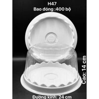 H47 - Set 50 Hộp Nhựa Đế Đen Nắp Trong - Tròn - Đưng Bánh Bông Lan, Trứng Muối, Thạch