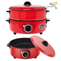 [Ha] Chảo chiên điện đỏ Caldron điện hấp sôi cố định Đĩa Chafing điện đa chức năng TH