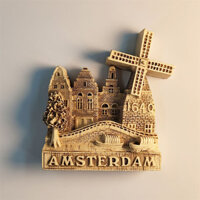Hà Lan Amsterdam Cối Xay Gió Làng Sans Ans Du Lịch Lưu Niệm Nhựa Sơn Nam Châm Tủ Lạnh Dán Quà Tặng