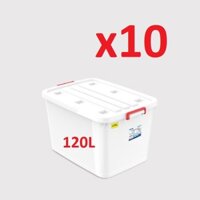 (Hà Nội) Combo 10 thùng nhựa đa năng 120L có bánh xe Duy Tân (Hàng Chính Hãng)