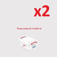 (Hà Nội) Combo 2 thùng nhựa đa năng 15 lít có bánh xe Duy Tân (Hàng Chính Hãng)