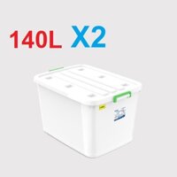 (Hà Nội) Combo 2 Thùng Nhựa Duy Tân 140L (CÓ BÁNH XE)