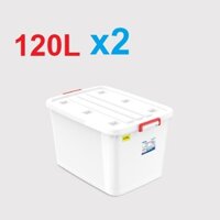 (Hà Nội) Combo 2 Thùng Nhựa Duy Tân 120L (CÓ BÁNH XE)