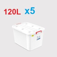 (Hà Nội) Combo 5 Thùng Nhựa Duy Tân 120L (CÓ BÁNH XE)