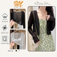 [Hà Nội-Sẵn Hàng] Áo khoác cardigan tay dài ren nổi viền bèo tiểu thư dáng ngắn nhiều màu vải mềm mịn thoáng mát
