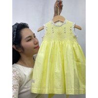 [Hà Nội] Smock Cô Nắng Đầm Smock bé gái màu vàng gà con thiết kế phong cách Châu Âu vải cotton thô Nhật mềm mịn mát