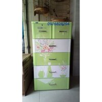 (Hà Nội) Tủ nhựa Duy Tân 5 tầng 6 ngăn xanh lá bình hoa.