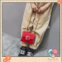 [Hà Xu shop] Túi xách da bóng thời trang khóa tròn xinh xắn cho bé gái