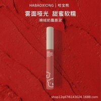 Habao Bear Cream Matte Lip Glaze Sản phẩm nội địa giá rẻ Lip Mud Sinh viên Bán chạy Nhung Không dễ phai Son môi