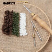 Habelyi Thêu Khâu Bút, Poking Cross Stitch Dụng Cụ Tay Cầm Bằng Gỗ Đan Bút Thêu, Kim Threader Có Thể Điều Chỉnh Khâu Táo DIY Craft Punch Needle Tool