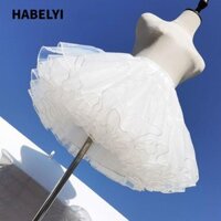 Habelyi Váy phồng không xương, Váy sợi mềm Lông mịn trắng Petticoat, 4 lớp Gothic Cosplay Quần áo Đáy váy Hỗ trợ