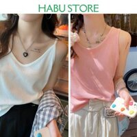Habustore Áo ba lỗ màu trắng cho nữ, đồ lót cho vest, kiểu dáng mùa hè mới 2025, áo mỏng rộng rãi cho đồ mặc ngoài