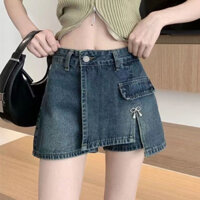 HACHIE Chân váy Jean quần giả váy chất denim kèm thắt lưng