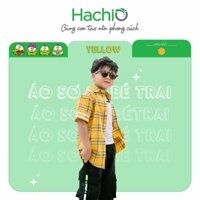 [HACHIO] áo sơ mi cho bé trai, áo sơ mi tay ngắn phối khoá túi màu vàng cho bé 3 - 10 tuổi với chất vải sạch